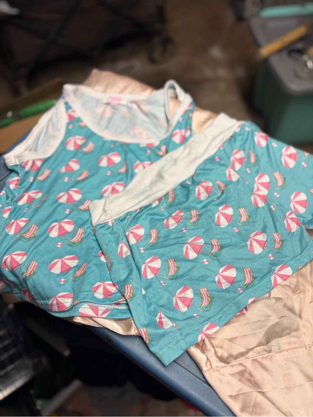 Turquoise Beach Print Tank & Shorts Set
